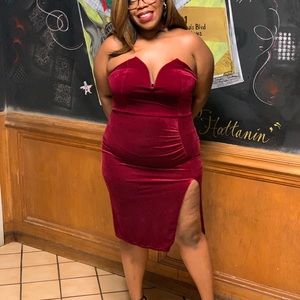 Wine velvet dress size L